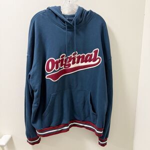 Original Use Men’s Hoodie – XL – “Original” Varsity Logo – Blue/Red